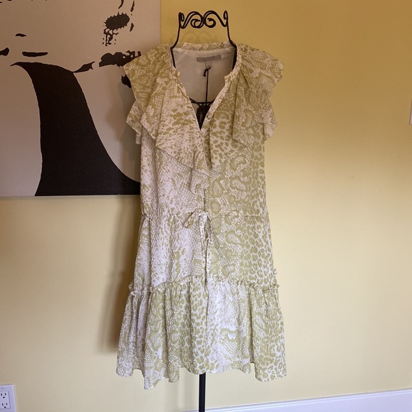 AllSaints Ali Noche Mini Dress in Lime Green - Size 10 - Picture 7 of 15